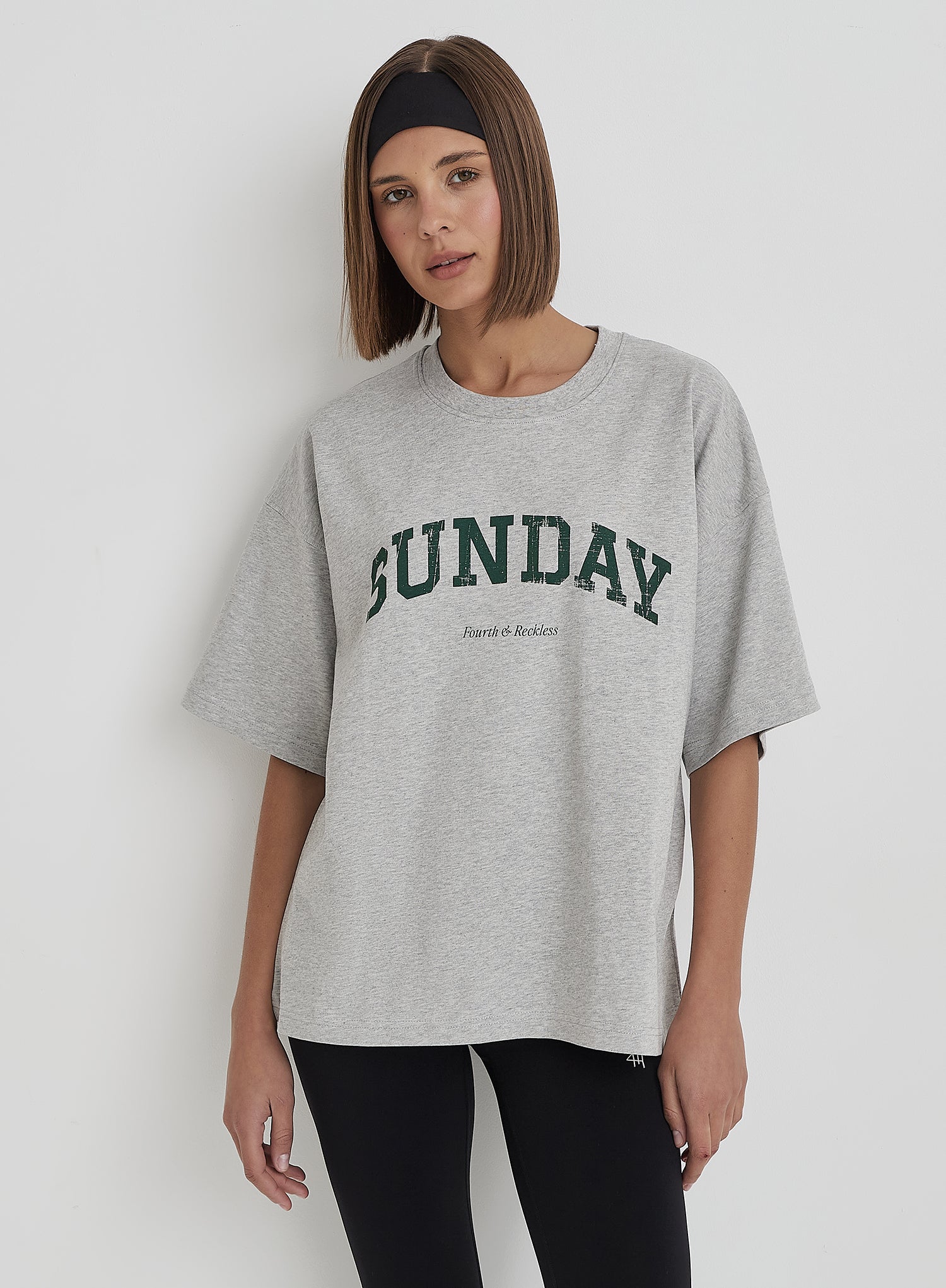 Grey Sunday Distressed Slogan Oversized T-Shirt